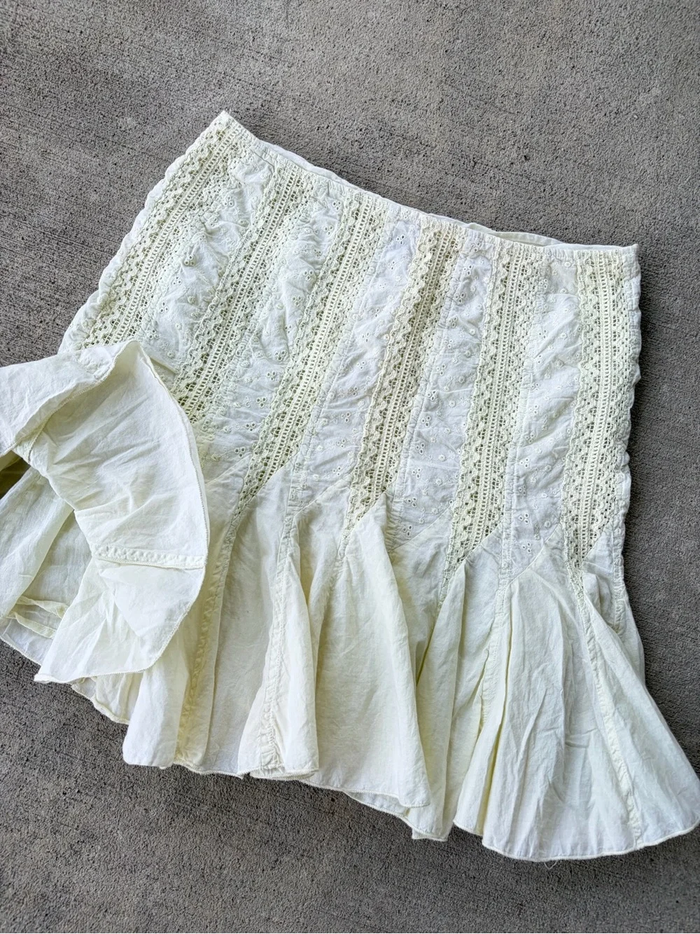 Vintage 90s Rhapsody lace coquette cottagecore ruffle boho flowy mini skirt - Picture 4 of 7